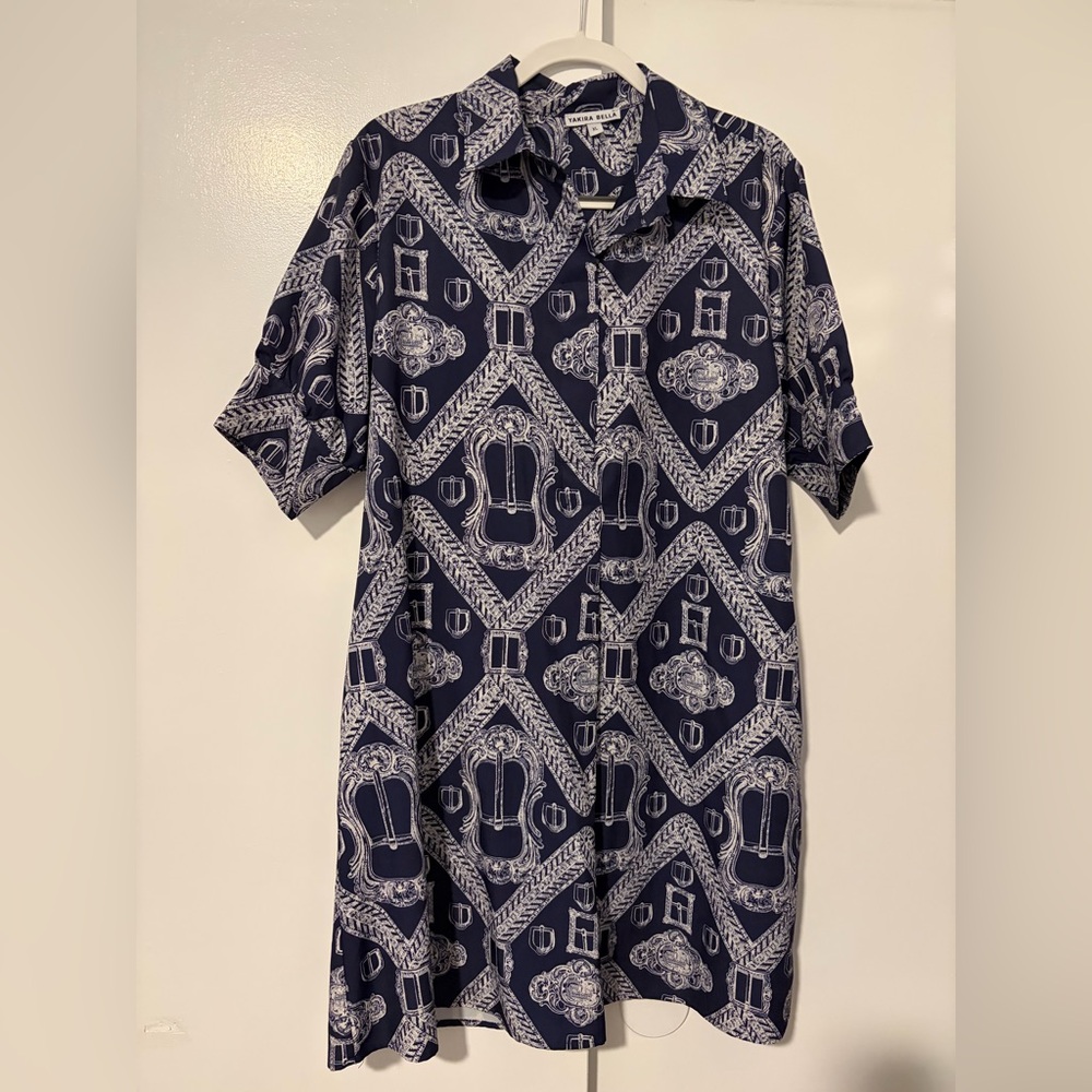 Navy Blue Patterned Dress